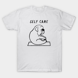 Funny Bulldog Self Care yoga T-Shirt